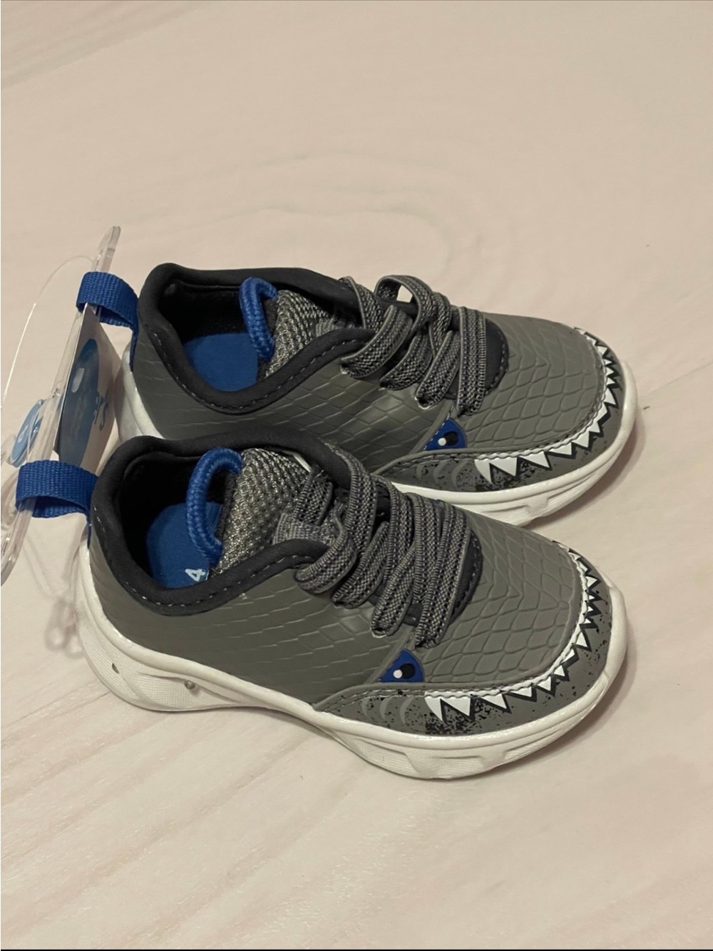 Carter's Gray and Blue Shark-Accent Light Up Kids Sneakers